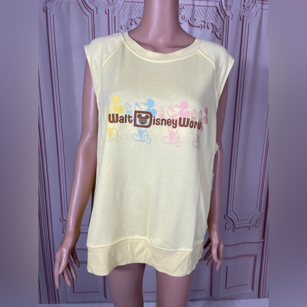 Disney mickey mouse ice cream summer sleeveless cropped yellow tank top 2X 3X